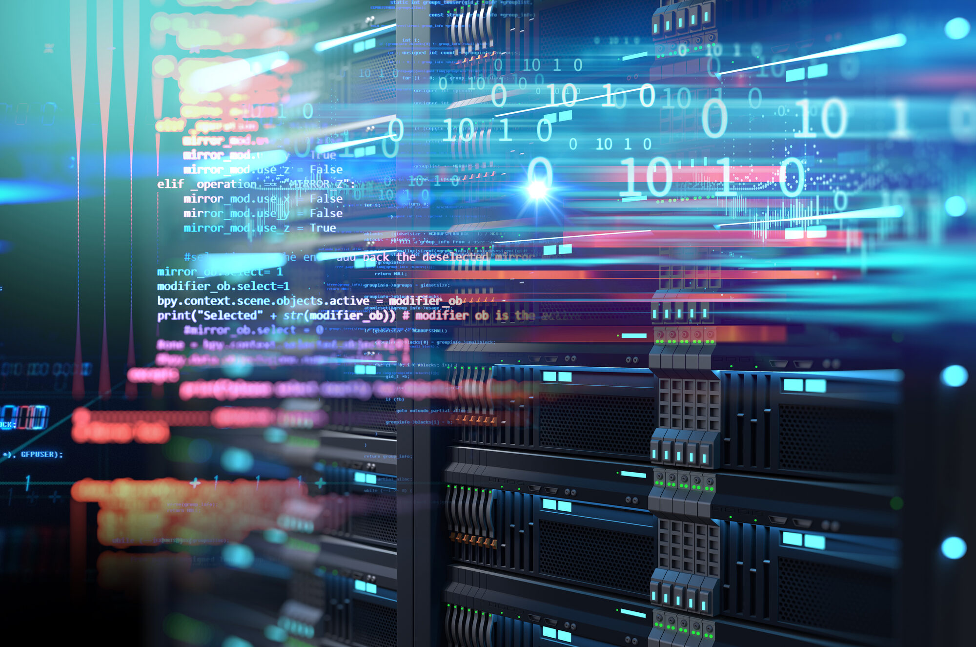 3D illustration of super computer server racks in datacenter to be used for pgp encryption in the cloud